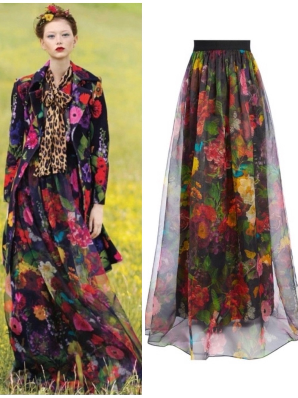 ALICE + OLIVIA YVonne Floral Maxi Gown Skirt